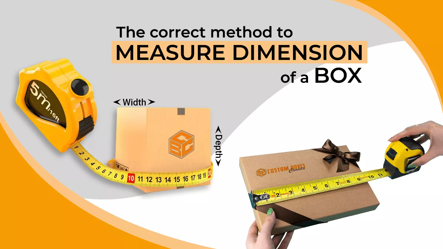 The correct method to measure dimensions of a box